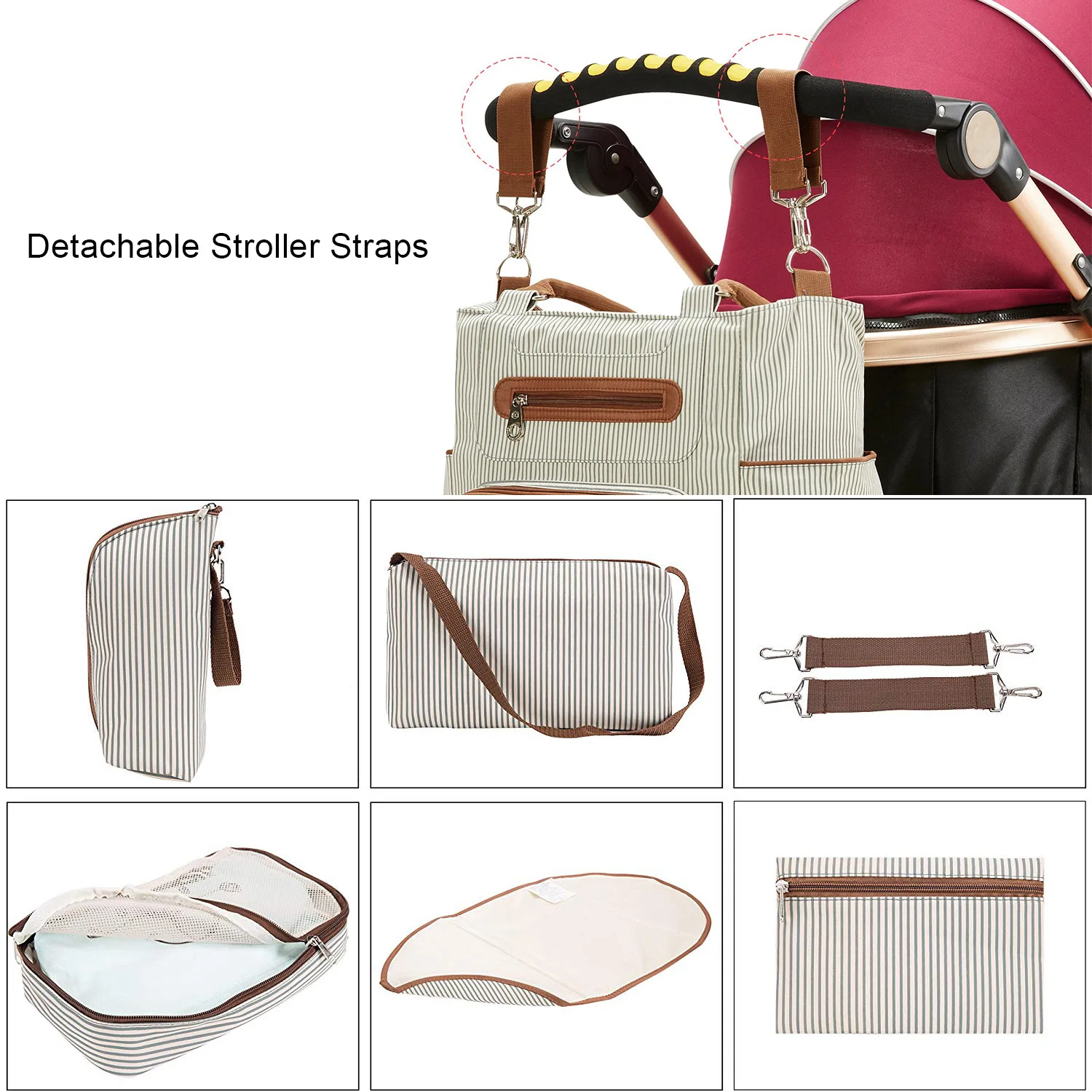 

Baby Mummy Diaper Bag 7pcs/set Nappy Stroller Organizer Bag Large Capacity Maternity Nursing Travel Bag