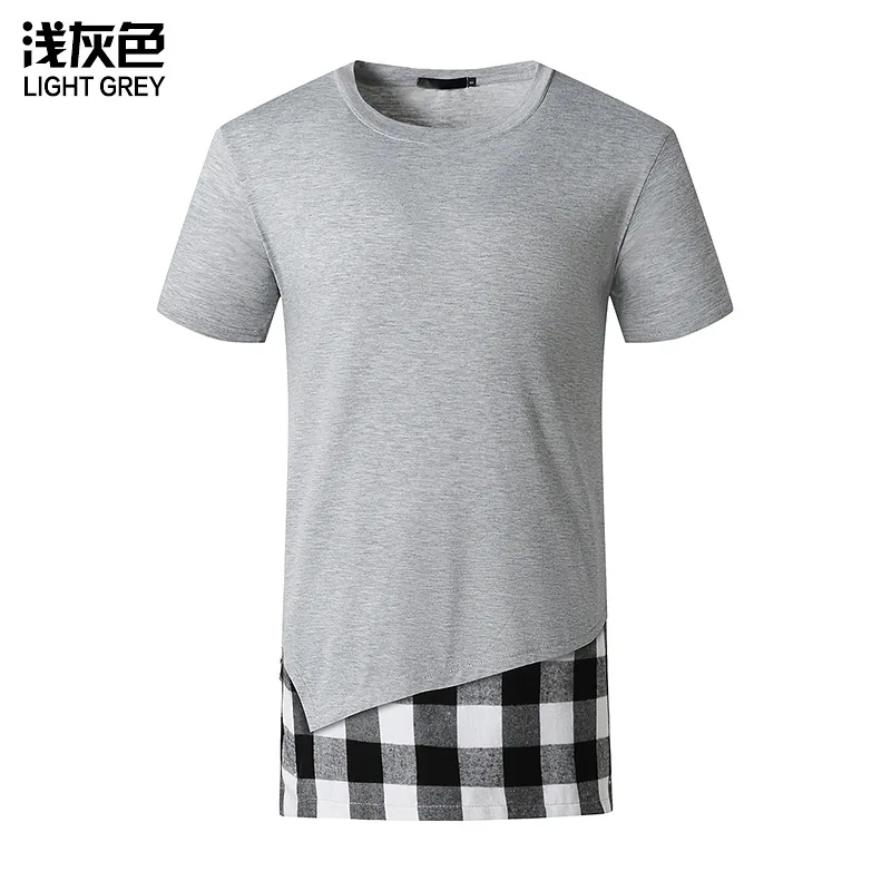 

Men's Summer New Trendy Men's Stitching Long T-shirt Men's Casual Short-sleeved T-shirt Hip-hop Style