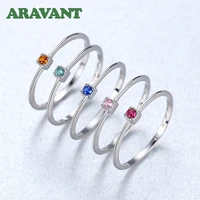 925 silver multi color zircon finger rings for women retro engagement wedding fashion jewelry accessories