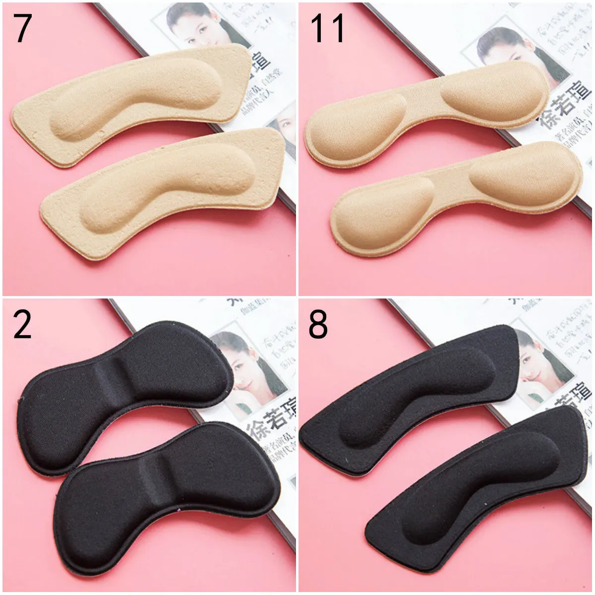 

2pcs Practical Sticky Fabric Shoes Back Heel Inserts Insoles Pads Cushion Liner Grips High Quality Braces & Supports