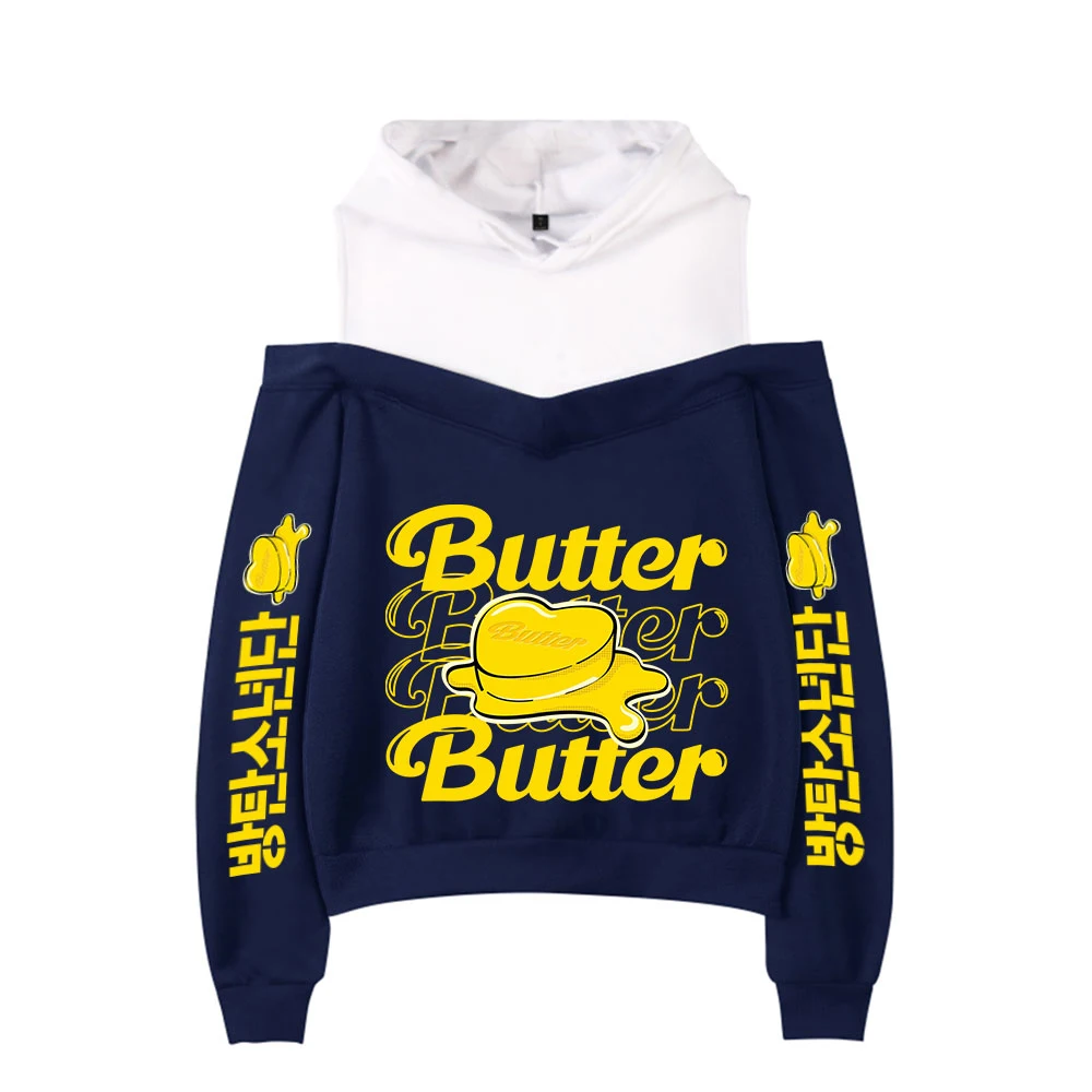 

Kpop Hoodie Bangtan Boys New album Butter Off Shoulder Sweatshirts Hoody Bangtan Boys Sweatshirts Kawaii Girl Clothes