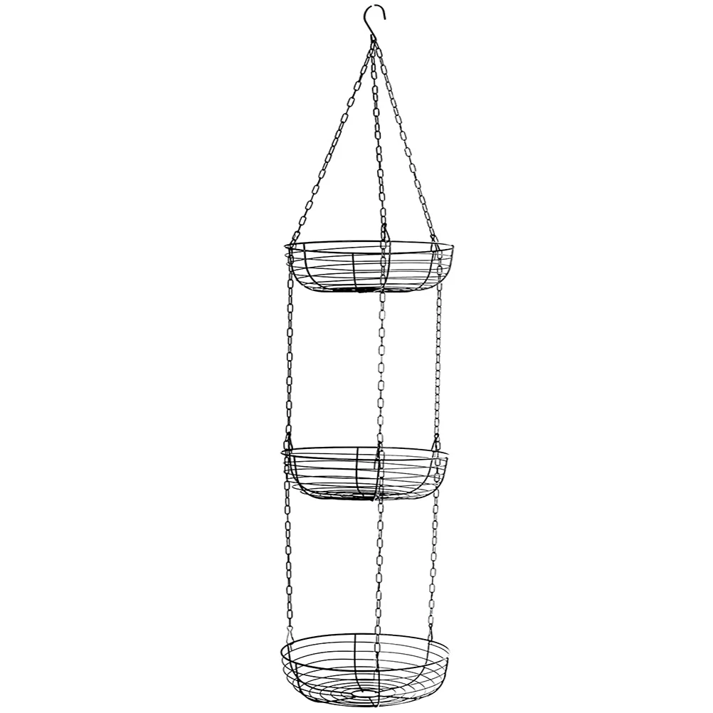 

3-Layer Hanging Fruit Basket Iron Baskets Fruit Hanging Basket for Kitchen Restaurants Storage Baskets