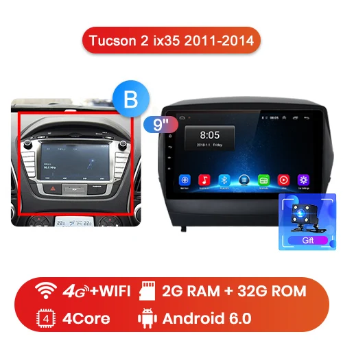 4G-WIFI 2-32GB-B Junsun V1 2G+ 32G Android 9,0 для hyundai Tucson 2 ix35 2011- Автомобильный Радио Мультимедиа Видео плеер навигация gps 2 din dvd - Цвет: 4G-WIFI 2-32GB-B