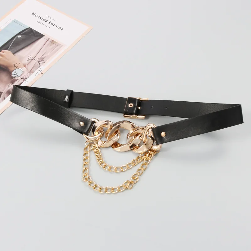 

Luxury Ladies Belt Belt All-match Dress Metal Double Waist Chain Belt Banquet Dress Women's Punk Leather Waist Waist Chain