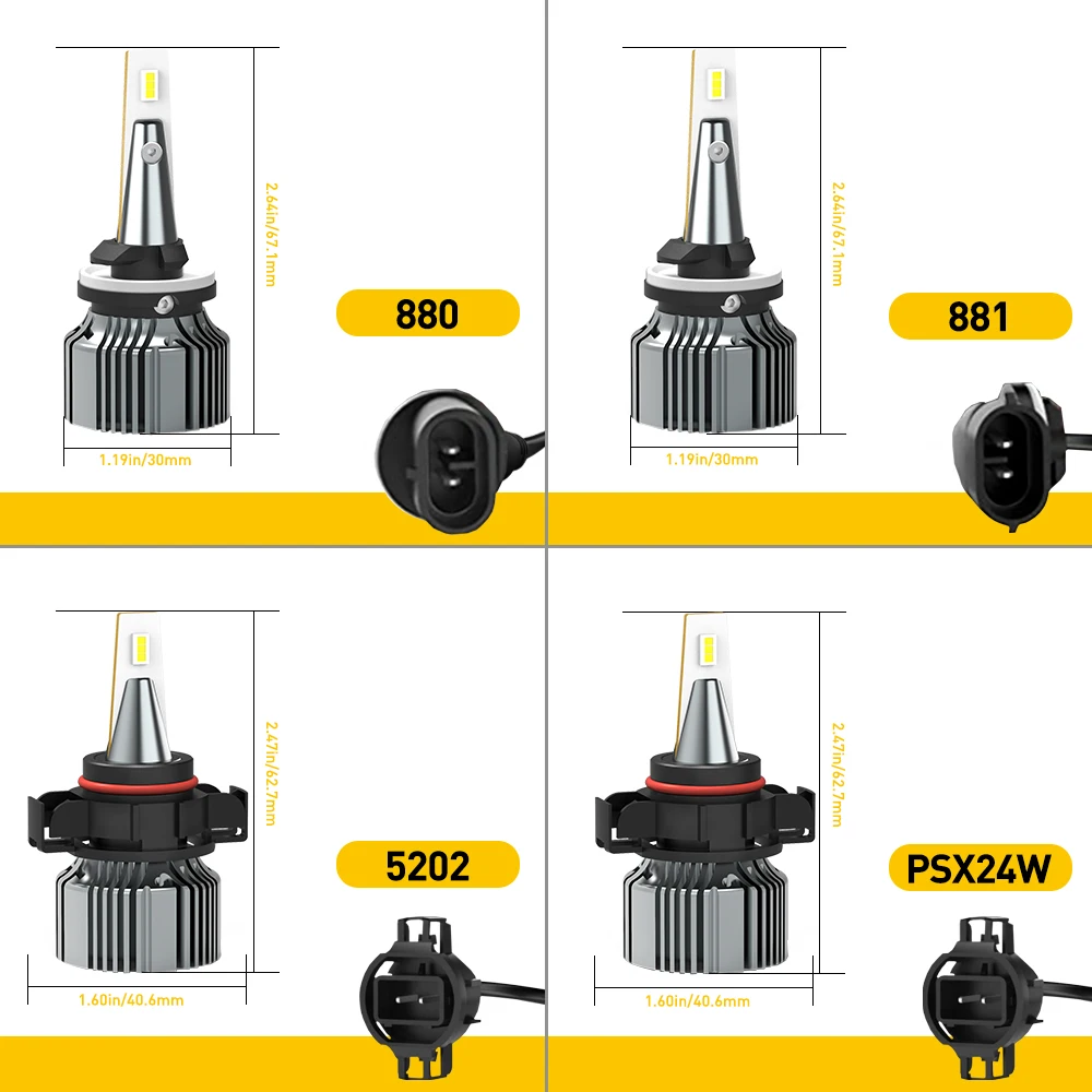 Светодиодные лампы AUXITO H27 880 881 H27W/2 H27W/1 H27W Автомобильные противотуманные фары
