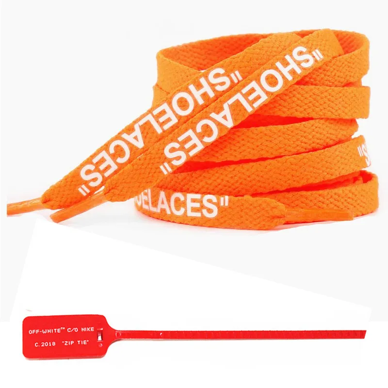 Orange-White Print 4" /55"/6" шнурки для обуви с принтом плоские шнурки с принтом OW обувные шнурки с принтом на молнии для белых кроссовок AJ - Цвет: Orange-White Print