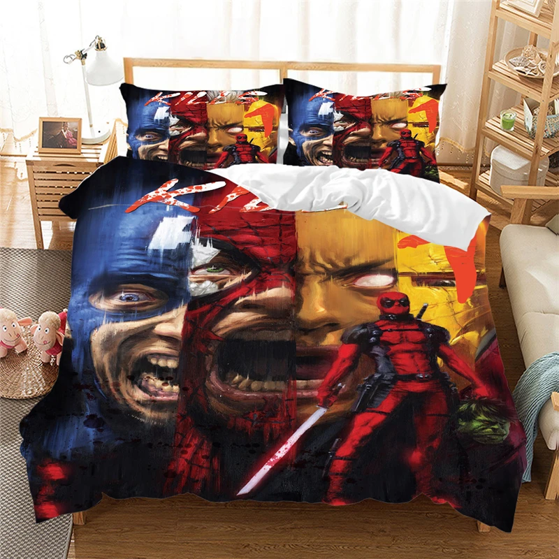 

Комплект постельного белья Disney Deadpool 3D, пододеяльник из полиэстера, Комплект постельного белья (без простыни), размер Queen King