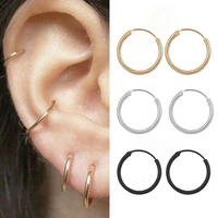 new small circle hoop earrings punk goth stud ear rings women men hip hop earrings cartilage piercing loop jewelry silver gold