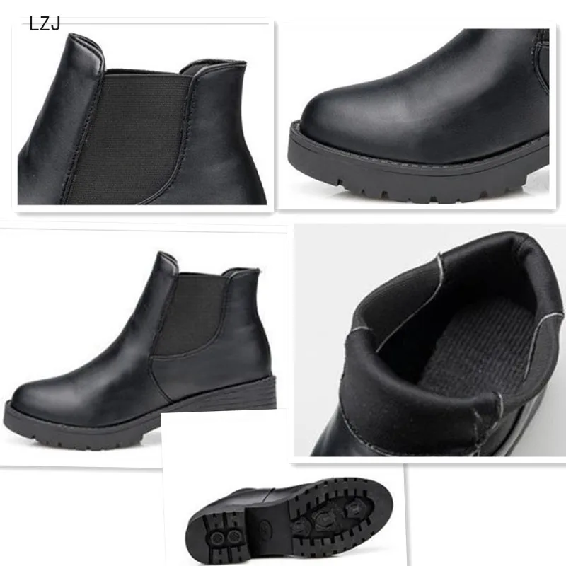 LZJ 2018 Новые Популярные стильные модные женские ботинки с круглым носком на