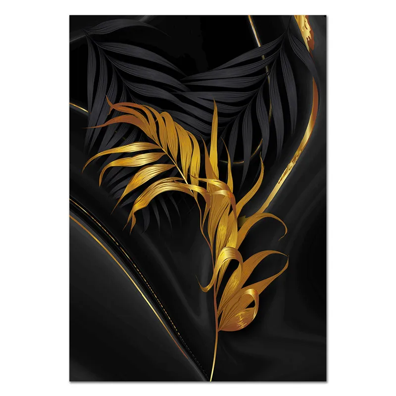 

Nordic Modern Gold And Green Leaves Poster Fashion Style Canvas Painting Art Print Picture Wall Living Room Home Decor