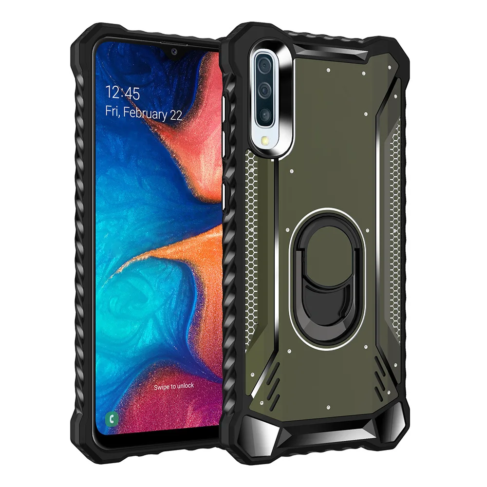 Чехол-броня для samsung A70 с алюминиевым металлическим кольцом, сверхпрочная защитная задняя крышка для samsung Galaxy S10 S9 Note 10 Plus S10e чехол - Цвет: Dark Green