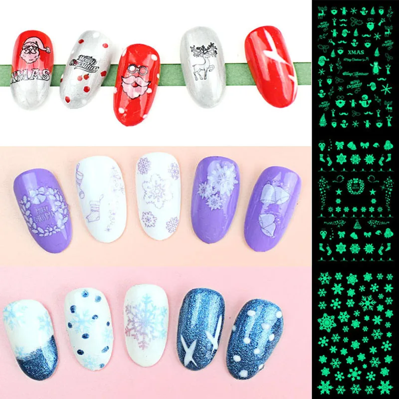 BalleenShiny дети светящиеся наклейки для ногтей DIY Детские блестки на Рождество цветок водная Наклейка Декор Маникюр подарки