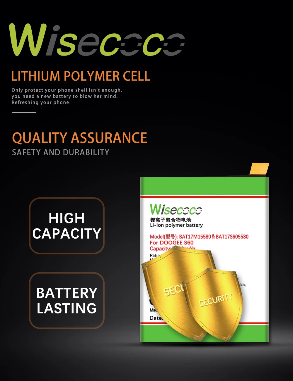 WISECOCO 7000mAh BAT17M15580 BAT173605580 батарея для телефона Doogee S60 новейшее производство Высококачественная батарея+ номер отслеживания