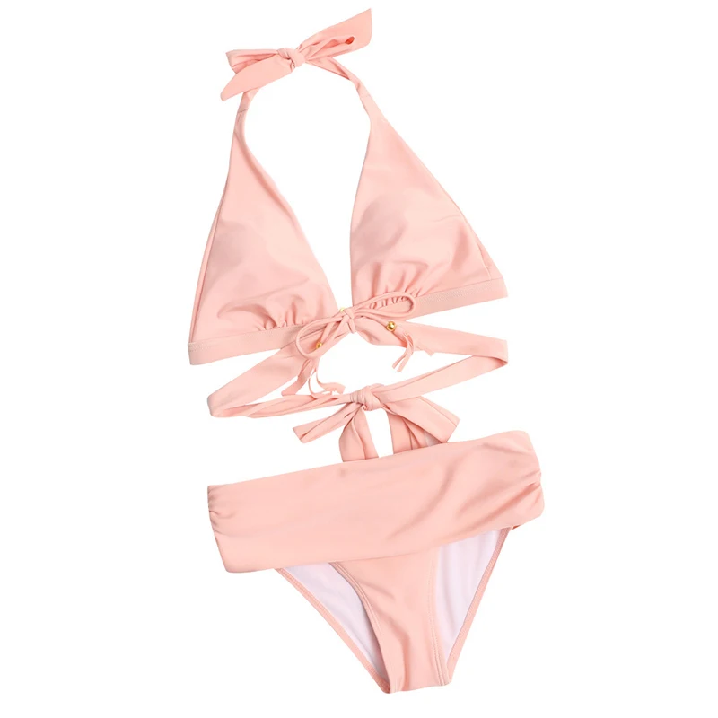 

2021 New Swimsuit European and American Bikini Sexy High waist split factory wholesale