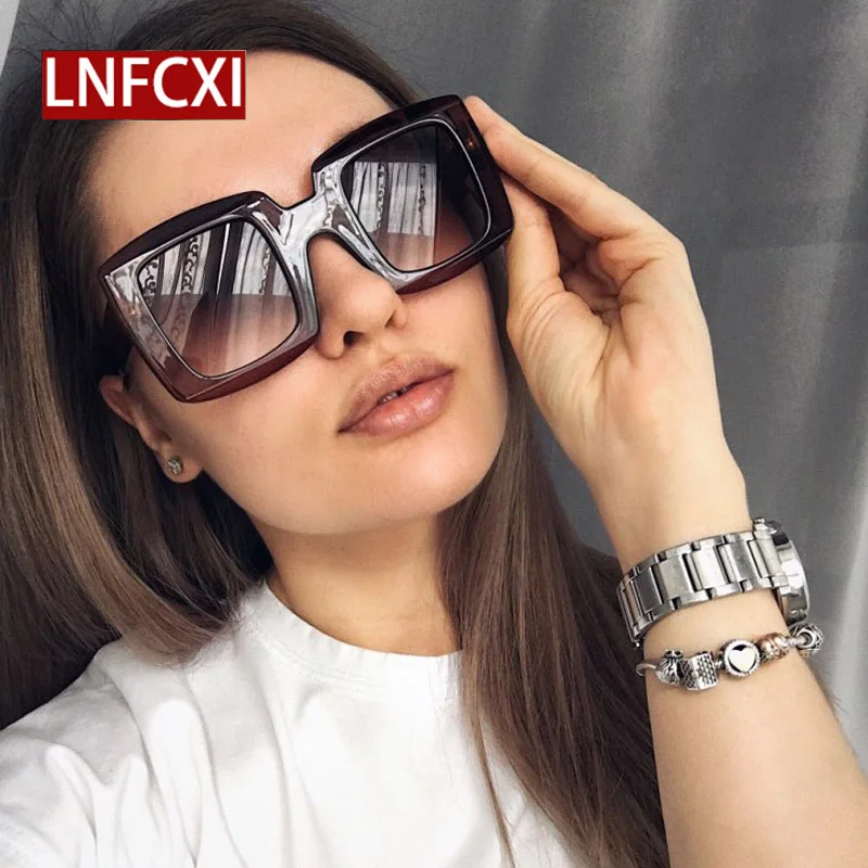 Новинка большие квадратные модные солнцезащитные очки LNFCXI в стиле ретро женские