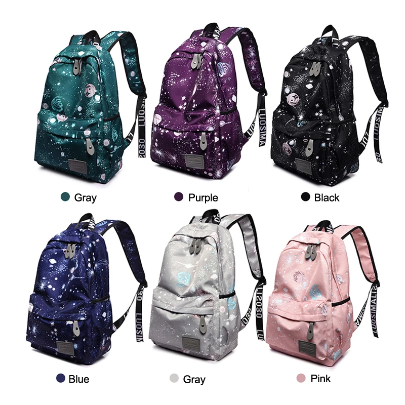 Модный женский рюкзак с звездным узором вместительный школьный ранец для
