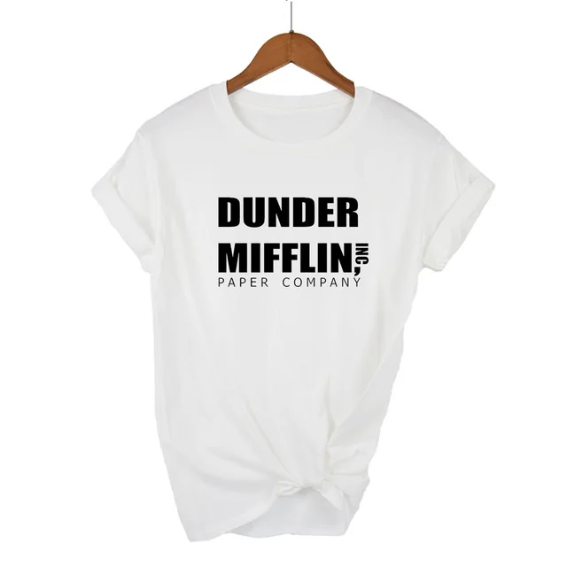 While Офисная Футболка женская dander Mifflin inc. бумажная компания Wernham Hogg ТВ шоу Майкл Скотт Космос женская футболка - Цвет: While
