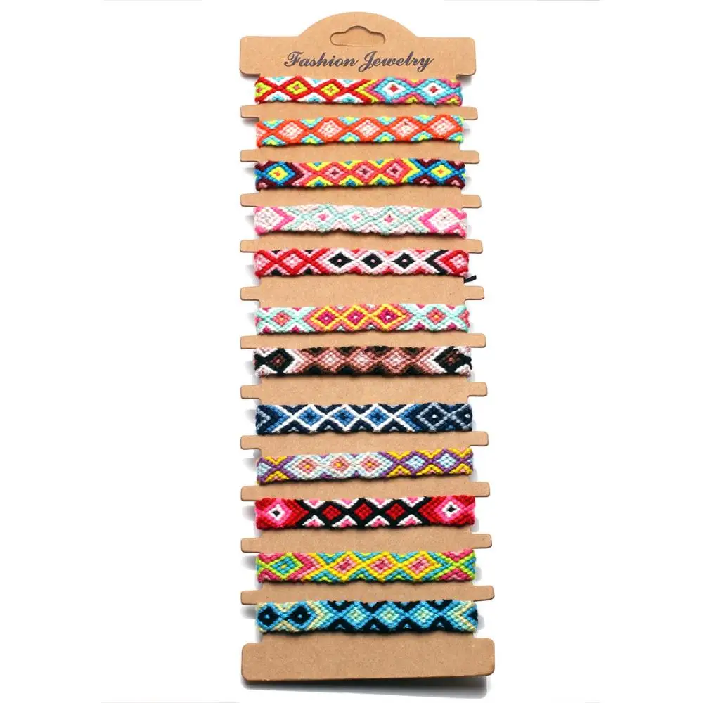 Женский плетеный браслет Дружба 12 шт.|Браслеты с шармами| |