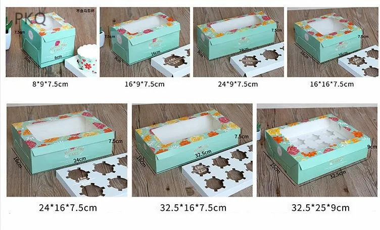 1/2/3/4/6/8 cake box green Macaroon Cake Boxes blue Biscuits for Baking holder Package white cup packaging | Дом и сад