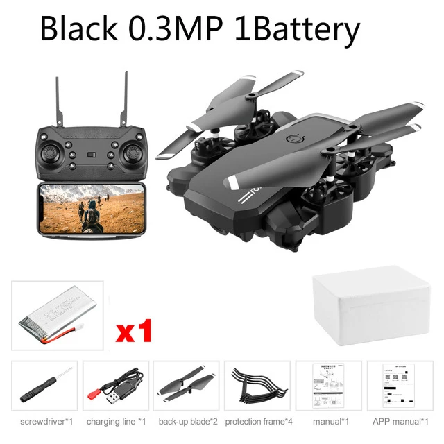 Black 0.3MP 1B LF609 Дрон 4K с HD камерой wifi 1080P двойная камера следуя за мной Квадрокоптер FPV Профессиональный Дрон долгий срок службы батареи игрушка для детей - Цвет: Black 0.3MP 1B