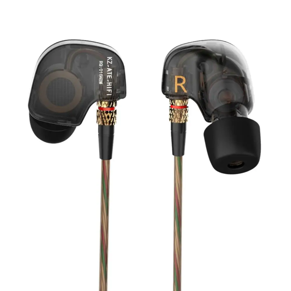 Новинка KZ ATE наушники в ухо HIFI стерео спортивные наушники супер бас шумоподавление Hifi наушники с микрофоном AS10 ZST ZA10 - Цвет: black no mic