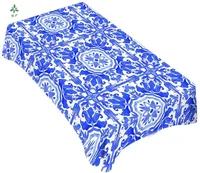 Portuguese Tiled Blue And White Ornate Tablecloth Dining Table Covered With Barbecue Picnic Coffee Table