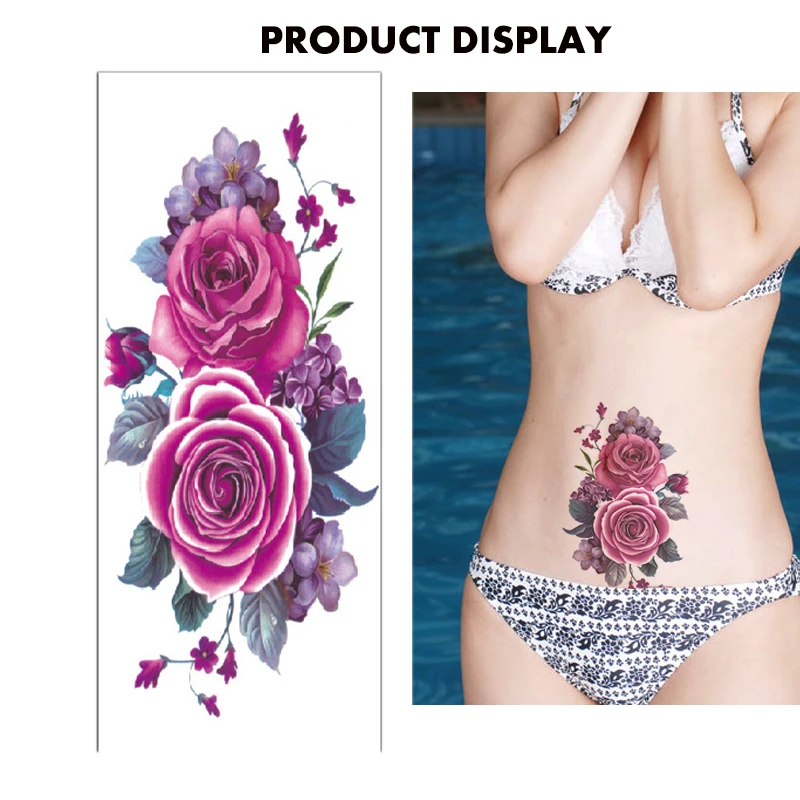 Татуировка Временная водостойкая для женщин и девушек наклейки 3D с цветами 100