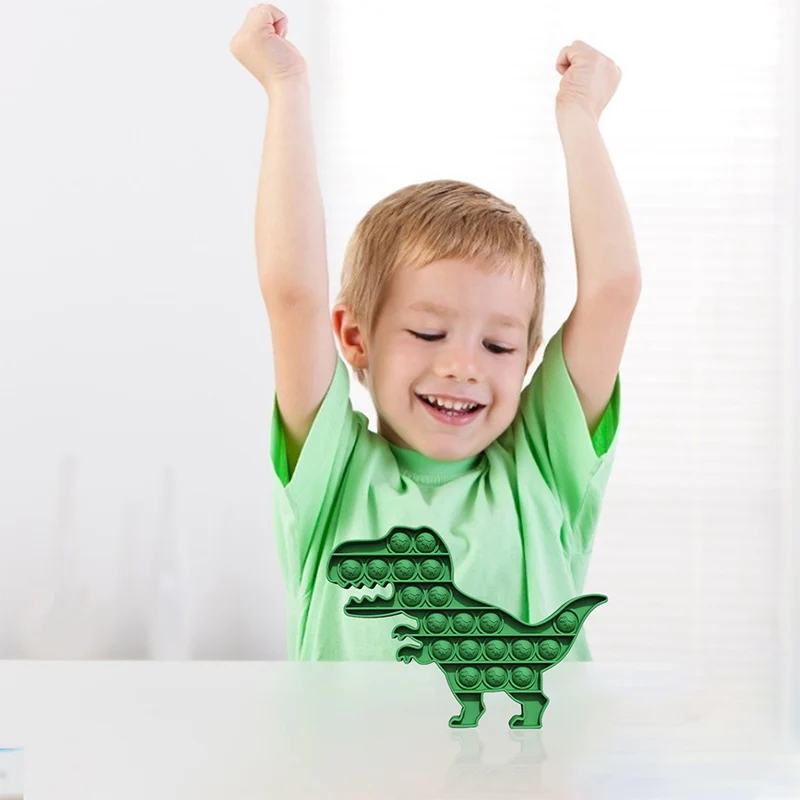 

Pop Dinosaur Fidget Bubble Adult Children Stress Relief Sensory Gadget Toy Green Rainbow Push It Pop Antistress for Autism/ADHD