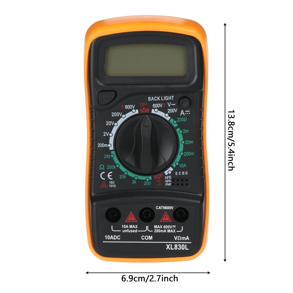 Handheld Multifunction XL830L LCD Digital Multimeter Voltmeter Ammeter Buzzer Tester AC DC OHM Current Circuit Electrical Tool |