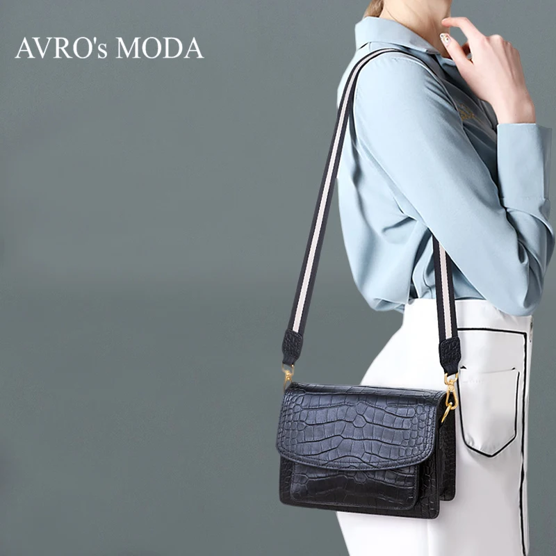 Сумка на плечо AVRO's MODA женская из натуральной кожи саквояж крокодиловой