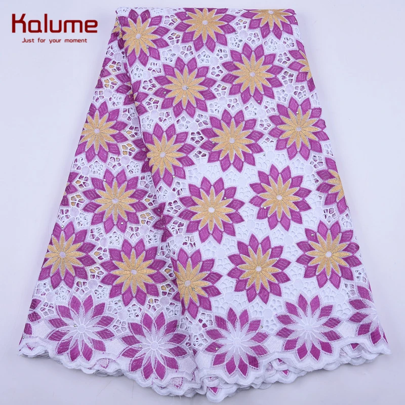 Kalume новейшая 100% хлопчатобумажная кружевная ткань с отверстиями африканская