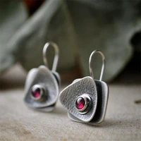 new vintage hook earrings for women retro silver color one eyed triangle flower dangle earring fashion modern jewelry