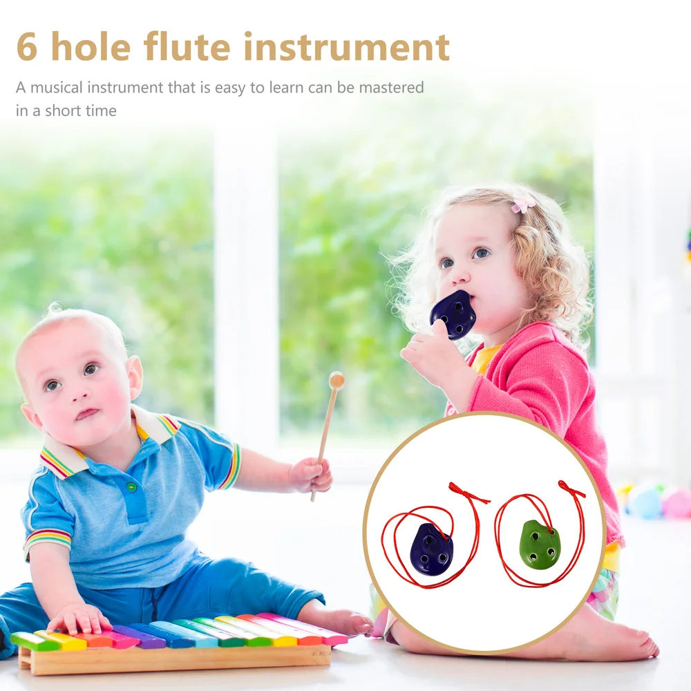 

2 Pcs 6 Hole Ocarina For Children Beginner Gift Hand Painting Alto Ocarina