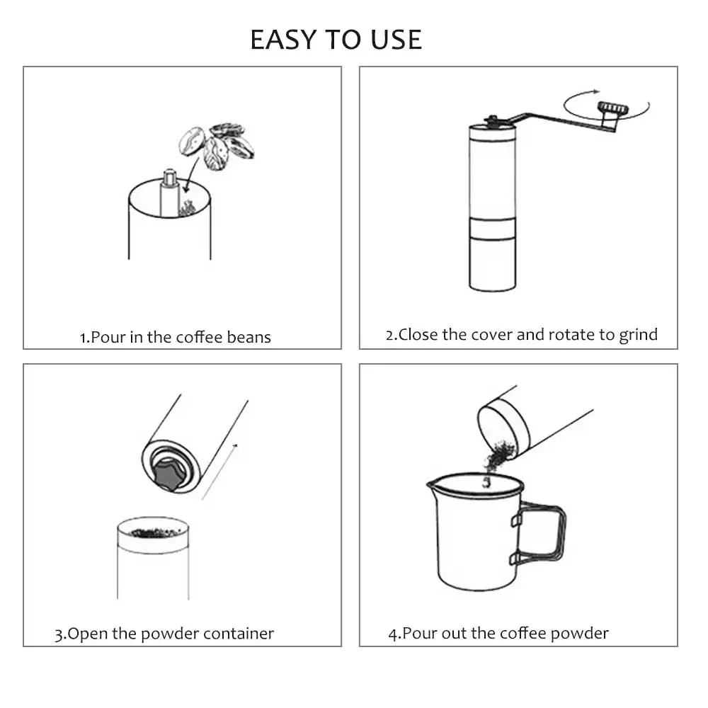 

Portable Stainless Steel Manual Coffee Grinder Hand Crank Bean Pepper Mill Grind Tool Adjustable Thickness Grinder Coffee Use