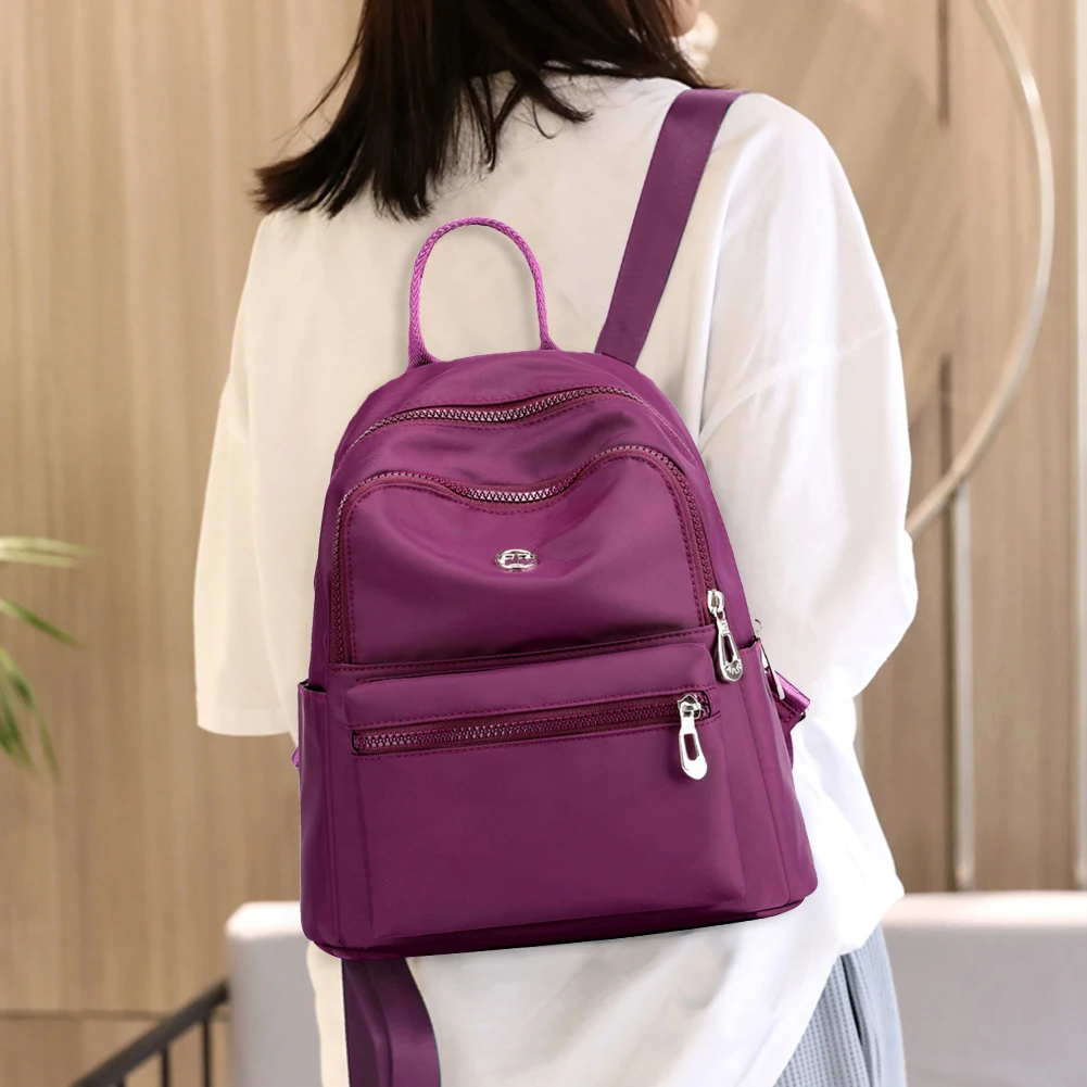 

Girls Patchwork Backpack Female Rucksack Women Nylon School Backpacks Solid Students Girls Daily Travel Shoulder Bags