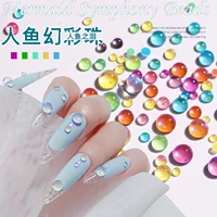 300pcs mix sizes mermaid symphony beads glitter macaroon transluce round cat eye crystal nail art rhinestones manicure diy set