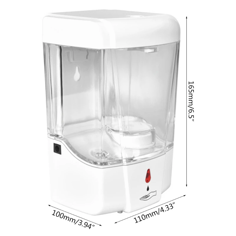 

600ML Wall Mounted Touchless Sensor Dispenser Liquid Sanitizer Machine Automatic Hand Wash Home Toilet Bathroom Shower Hospital