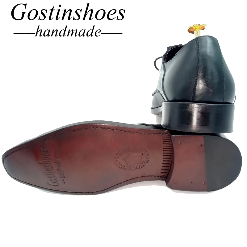 GOSTINSHOES/Мужские модельные туфли ручной работы черные деловые Дерби из натуральной