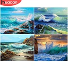 HUACAN Раскраска по номерам морские пейзажи для взрослых DIY рамка краска по номерам море на холсте украшение дома 50х65см