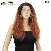 22inch synthetic cosplay afro kinky curly wig water wave lace frontal natural high temperature fiber wig for women heymidea