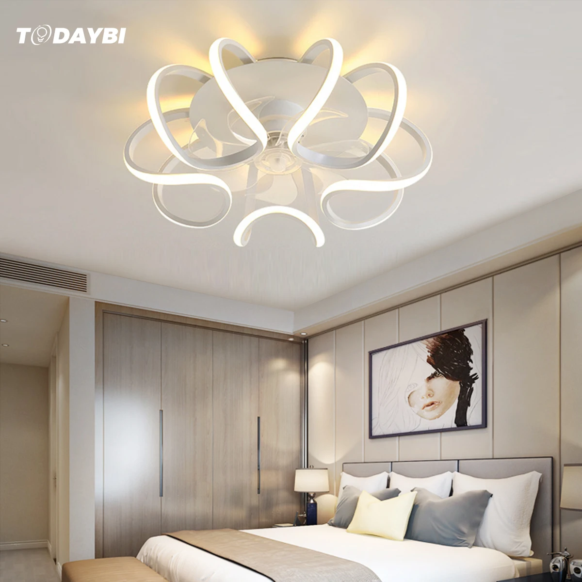 Светодиодный потолочный вентилятор с подсветкой украшение для спальни