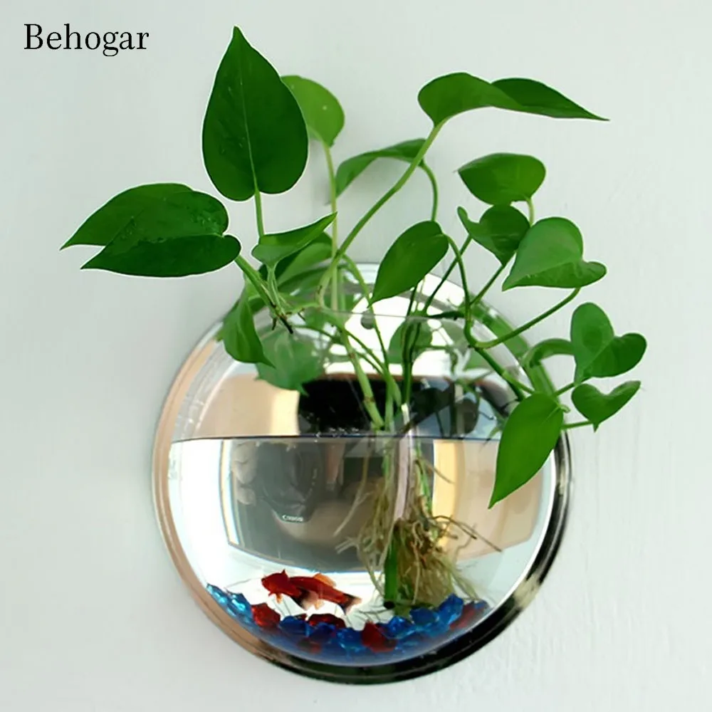 Behogar диаметр 23 см/29 5 см акриловый аквариум настенное крепление висит аквариумные