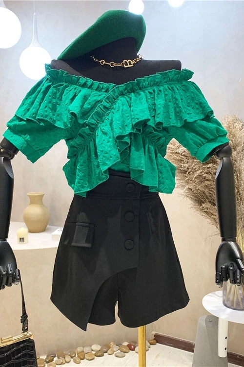 

2021 Summer New Fashion High Waist Irregular Wide Leg Pants Women's All-Matching Loose Casual A- line Shorts for Female