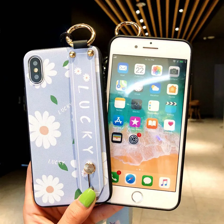 AXBETY для iPhone 8 7 Plus XR X 11 Pro XS MAX Модный шнурок для цветов петля Стенд чехол для телефона для iPhone 8 6 6S Plus Мягкий ТПУ чехол