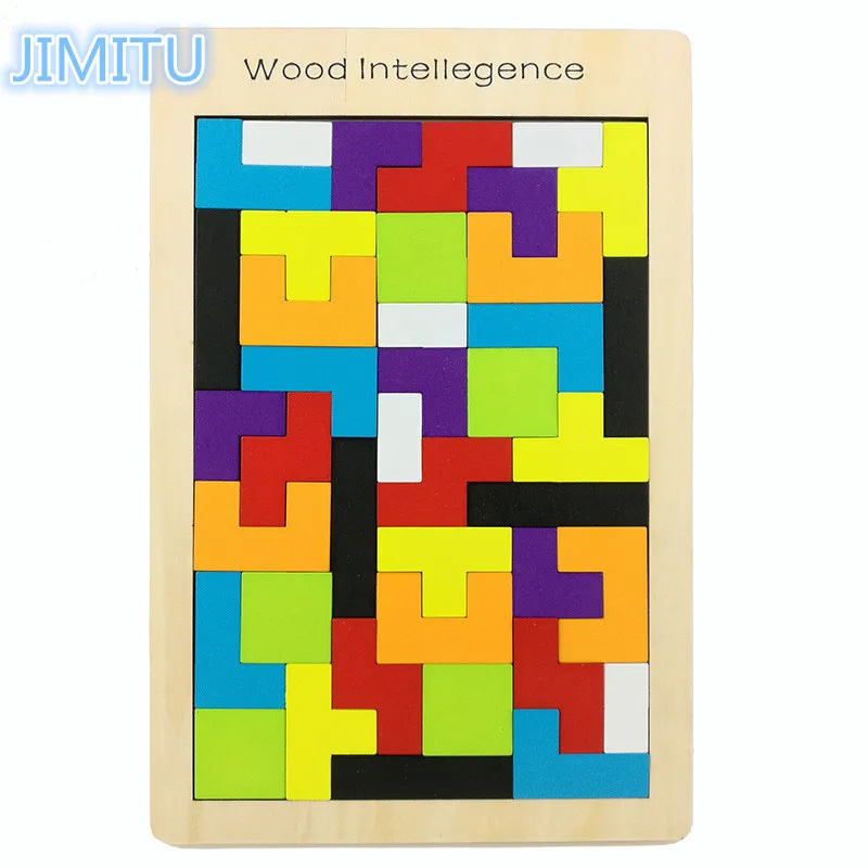 JIMITU деревянная детская русская тетрис цветная мозаичная головоломка игра