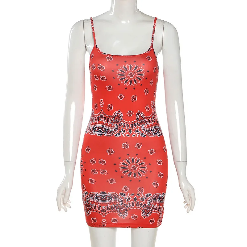

2021 Woman Summer Dress Halter Sexy Dress Split Slim Women Dress Sleeveless Traf Bodycon Fashionable Print Dress Women