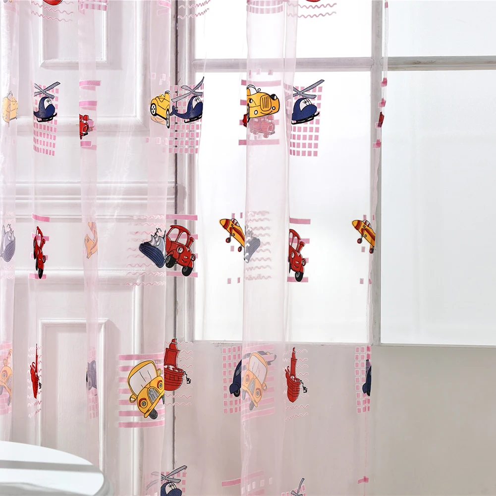 100*200 см Детские Мультяшные автомобильные занавески с принтом прозрачные