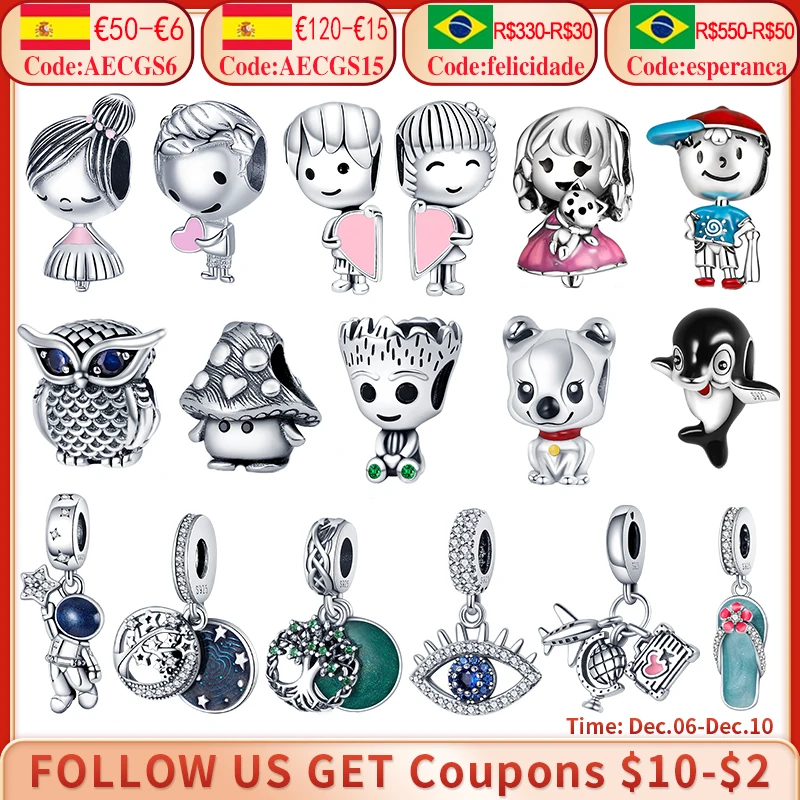 

New product Prata beaded 100% S925 sterling silver character lucky beads suitable for pandora bracelet ladies DIY jewelry gift