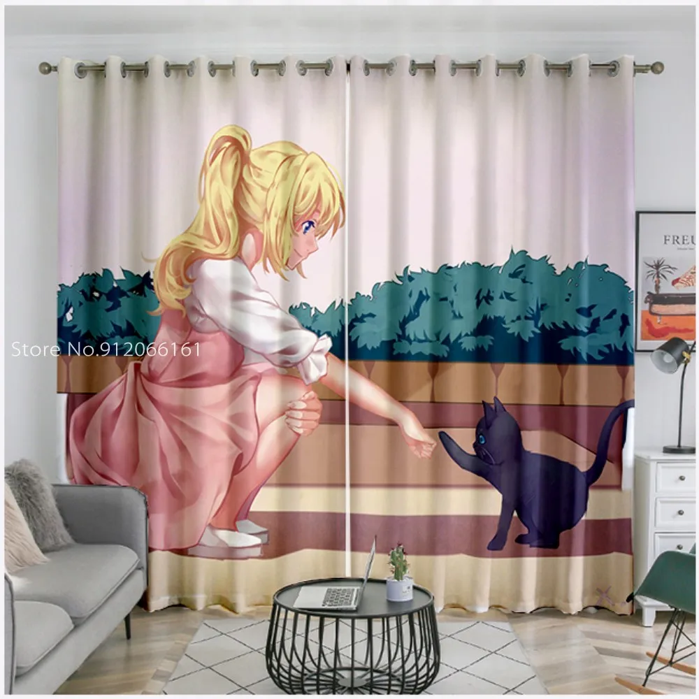 Японские занавески на окна с японским аниме April Is Your Lie для декора игровой комнаты