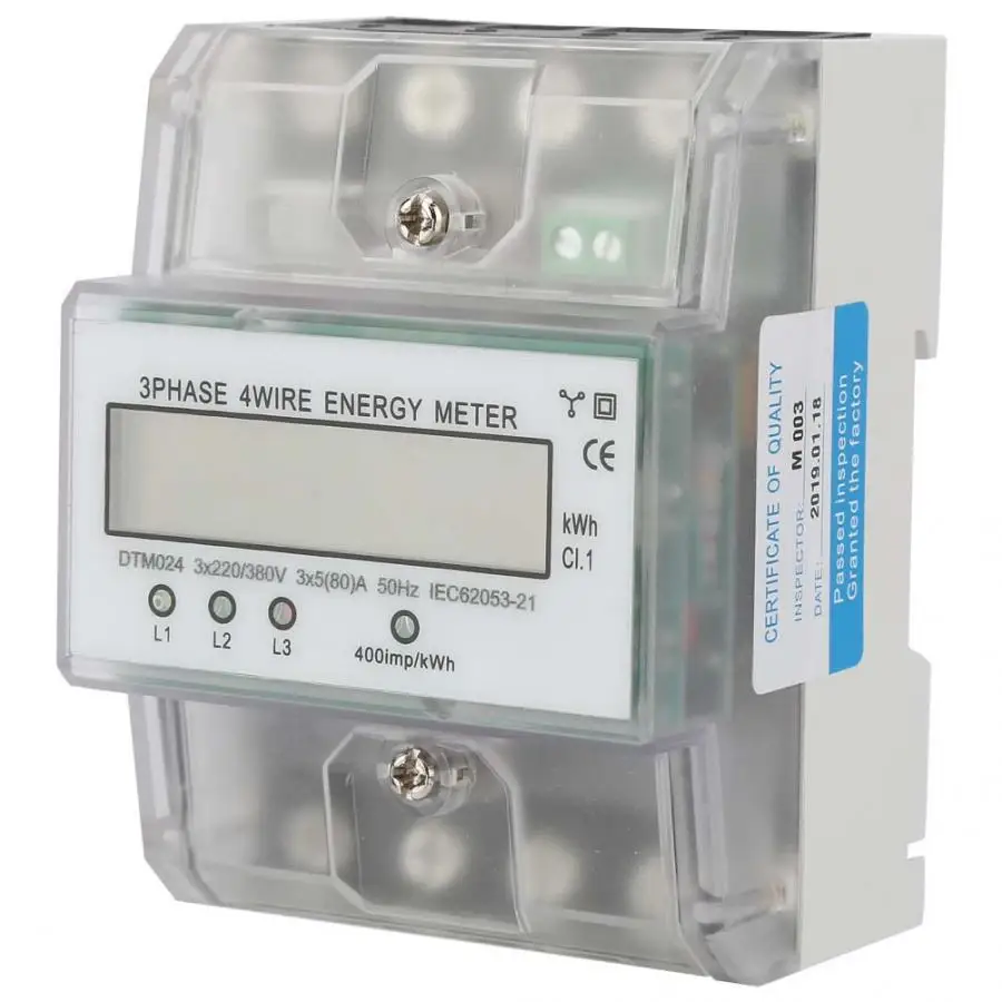 220/380V 5-80A Energy Consumption Digital Electric Power Meter 3 Phase 4P KWh with LCD Wattmeter |